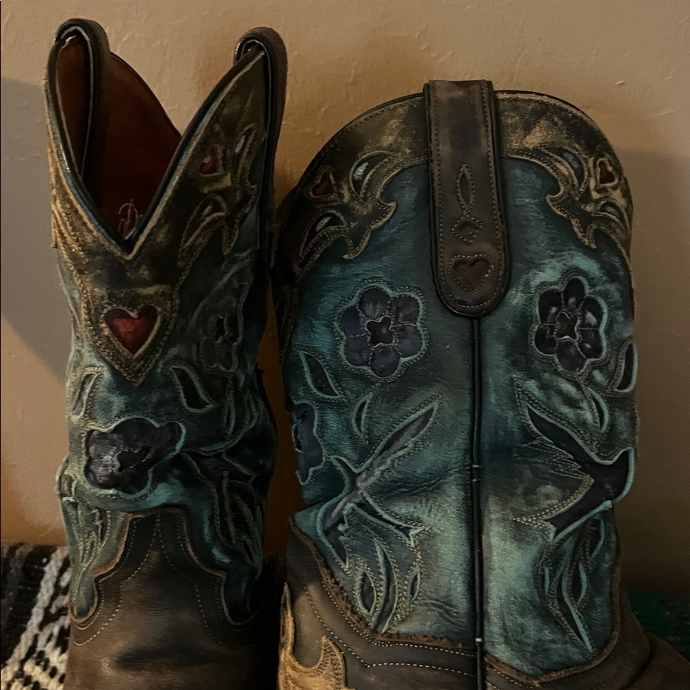 Dan Post Vintage Bluebird western cowboy boots ladies 8.5 - Picture 14 of 16